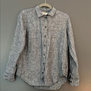 Everlane The Must Have Shirt in Linen Navy Chambray Color Size 0